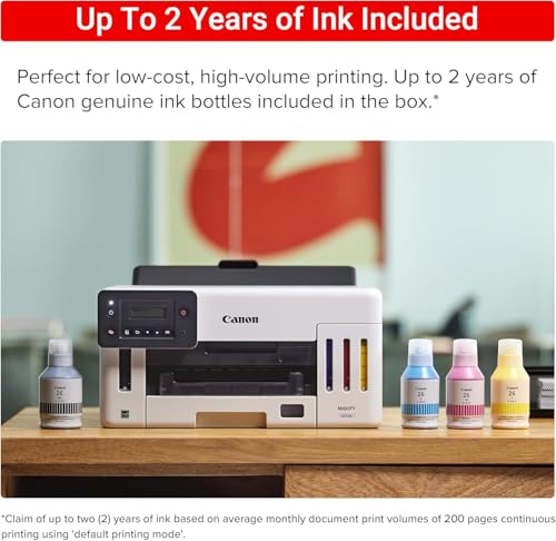 Image of Canon MegaTank GX5120 Inkjet Color Printer for Home Office, Schoolwork, Documents, Crafts and Wireless Printing from Devices (6884C002) + Printer Cable + Cleaning Kit + More (9pc Bundle)