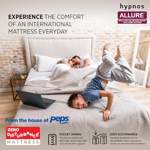 Image of Hypnos Allure Luxury 8 Inch Medium Firm Single Size Pocketed Spring Mattress Blue Orange (80X42X08)