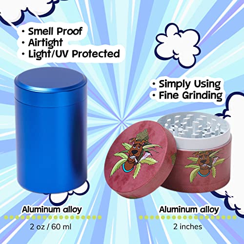 Rolling Tray Bundle with Magnetic Lid, Smoking Accessories, Scooby Set by Gray Oval