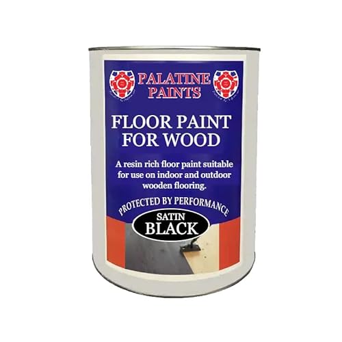 Palatine PaintsProtected By Performance Floor Paint for Wood - Solid Satin Finish, Interior and Exterior, Hard Wearing (Black, 5 Litre)