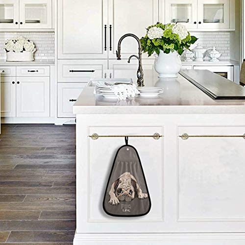 Visesunny Pug Puppy Cartoon Animal Kitchen Dish Towel With Hanging Loop Absorbent Hand Towel For Bathroom Cleaning And Drying Washcloth #TOP3