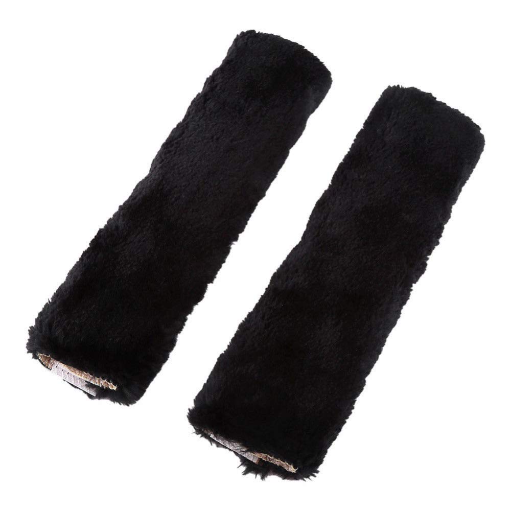 SUNTRADE 2 x weiche Lammfell-Autositzgurt-Abdeckung für Sicherheitsgurt, Schulterpolster für Erwachsene und Kinder, geeignet für Autositzgurt, Rucksack, Schultertasche (Schwarz)