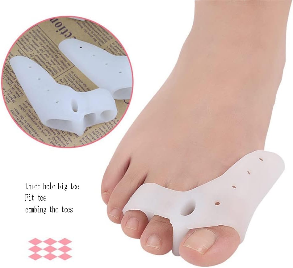 DEAVER Toe Holes Separator Silicone Bunion Protector Toe Spacer for Forefoot Cushion, Foot Rubbing Pads,Hallux Valgus Pain Relief for Women and Men