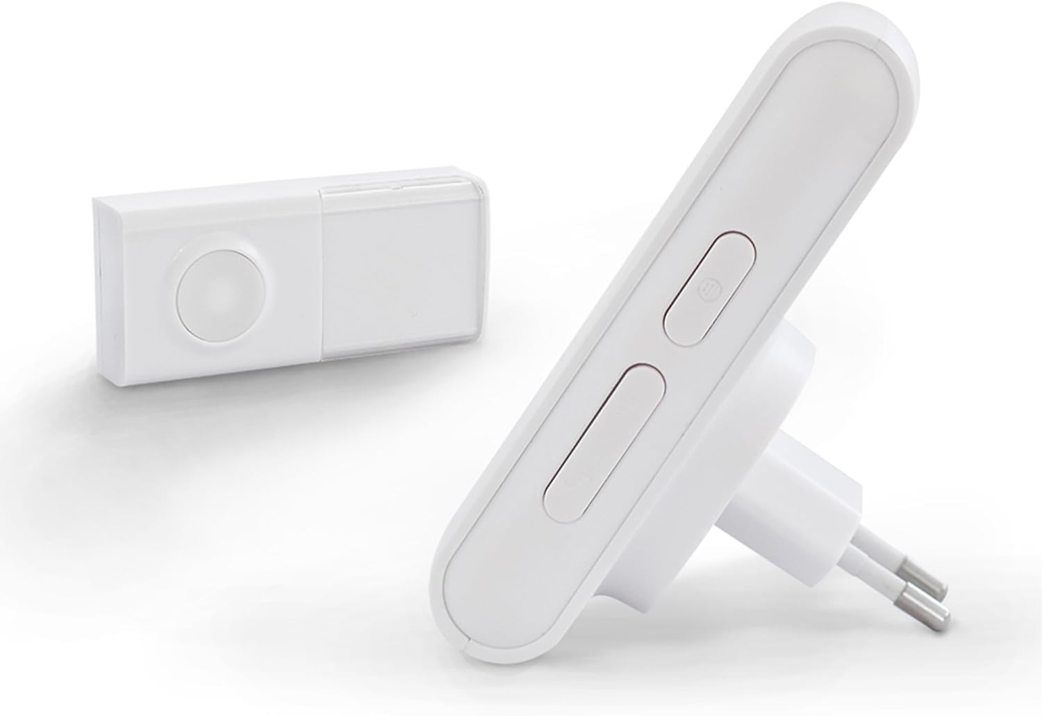 SCS Sentinel EcoBell 100 chime unit and push button side by side