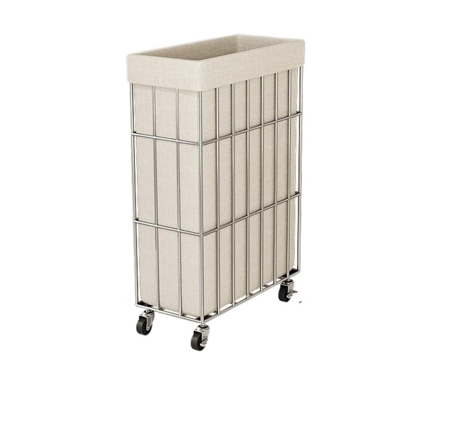 Laundry Trolley Narrow Dirty Clothes Hamper Cart With Wheels