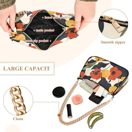 CEBUGI Crossbody Bags for Women Shoulder Purse Flower Pattern Handbags Stylish Clutch Purse with Chain Strap4