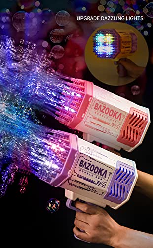 Bubble Gun With Light Bubble Solution Automatic 69 Holes Bubble Machine Gun Bubbles Maker Blaster Blower Toys For Kids Outdoor Indoor Birthday Wedding Party #TOP1