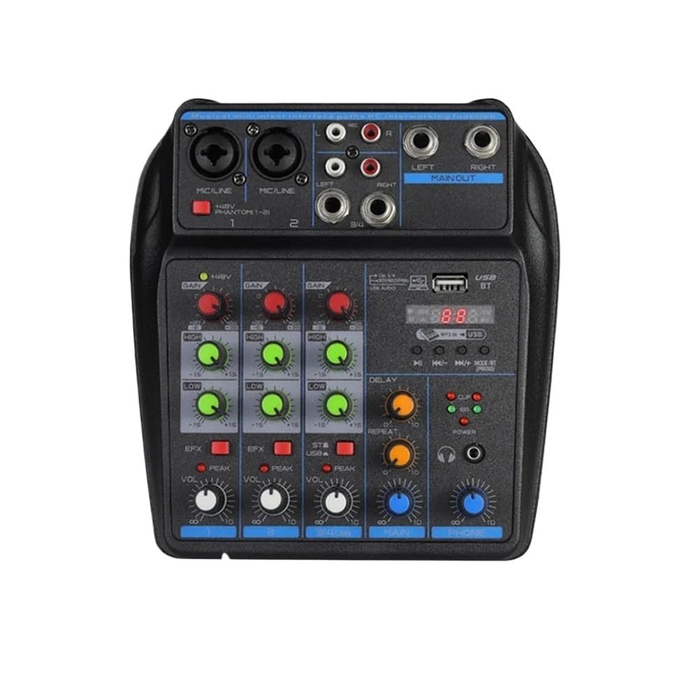 Mixer audio, Mixer DJ a 4 canali con di monitoraggio Bluetooth 48V Phantom Power USB