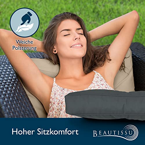Beautissu Lounge Kissen Outdoor 70x70 cm Grau – Bequemes Sitzkissen Gartenstuhl 10 cm dick Sitzpolster Auflagen für Rattanmöbel Gartenmöbel Polster für Stühle Sessel Stuhlauflage Indoor – xLuna