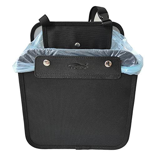 AMEIQ Car Trash Bag, Garbage Can, Hanging Recycle Bin for Litter Rubbish Waste, Premium Organizer Storage Container, 2.1 Gallons Capacity, Black