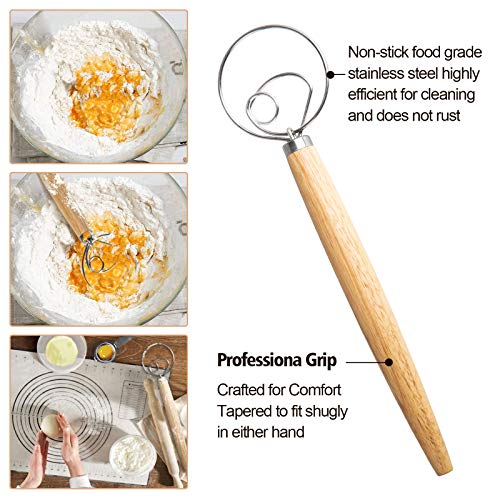 image for NC Danish Dough Whisk Mixer Beater,Stainless steel Dutch Mixer, With S