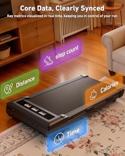Image of DeerRun Walking Pad Treadmill with Incline, 12% Auto Incline Under Desk Treadmill, 3.0 HP, 300 lb Capacity, Portable Treadmill for Home Office, Remote & App Control