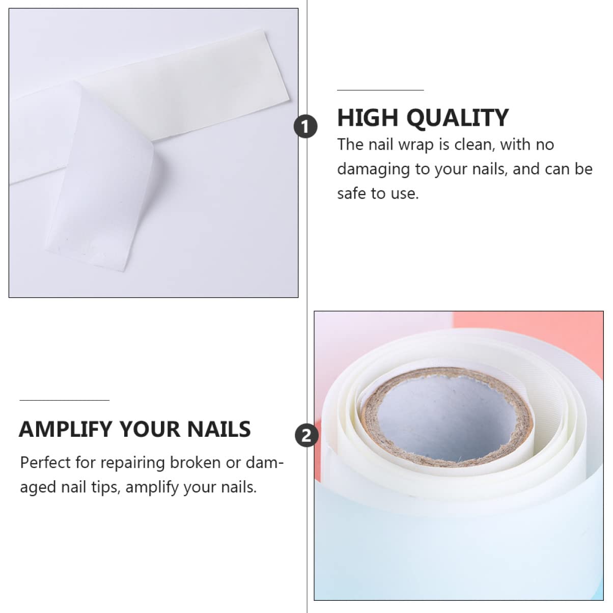 Vaguelly 2pcs Silk Nail Protector Self Adhesive Nail Reinforce Wrap for Repairing Splits and Breaks for Professional Manicure and DIY