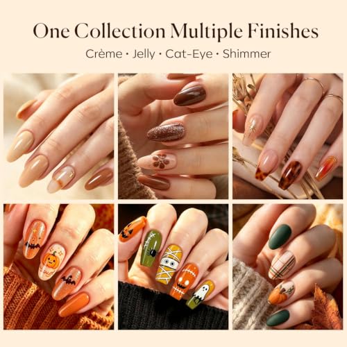 Image of AZUREBEAUTY 24 Colors 15ml HEMA-Free Fall Gel Nail Polish Set, 28Pcs Kit