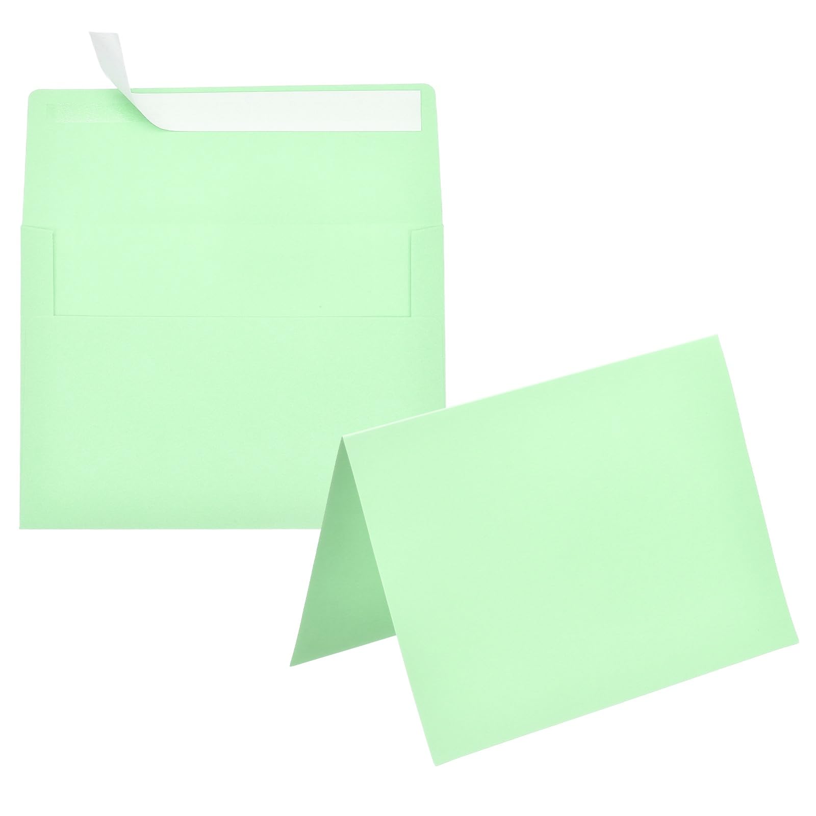 PATIKIL 50Pack Light Green 4x6 Blank Cards and Envelopes, Self Seal A6 Envelopes with Folded Cardstock Small for Greeting Cards Wedding Greeting