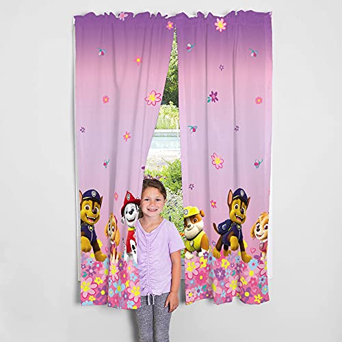Image of Franco Kids Room Window Curtain Panels Drapes Set, 82 in x 63 in, Paw Patrol Girls