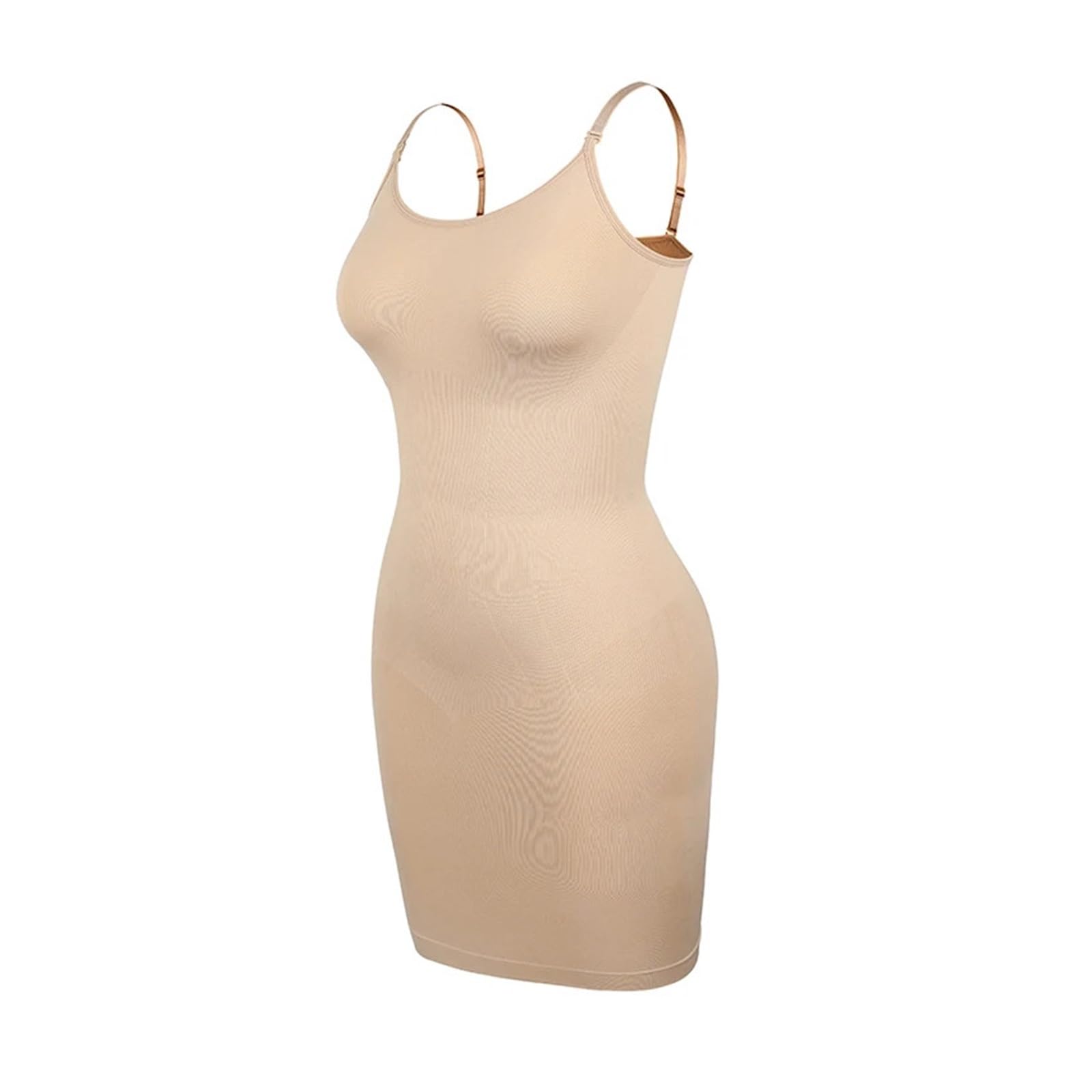Vestido Moldeador Fajas Moldeadoras for Mujer, for Debajo de Vestidos, Control de Abdomen, Ajustables, con Tirantes Finos, Moldeador Corporal sin Costuras.(Nude,S)