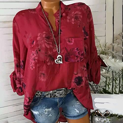 Blusas e blusas femininas plus size elegantes manga 3/4 casuais de trabalho 2022 camisa social leve