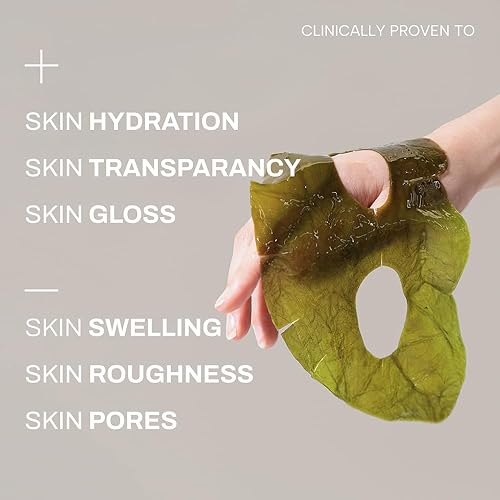 Miniatura 3 de Whamisa Máscara facial de algas orgánicas de algas algas, deshinchado, hidratación profunda, calmante, hidratante, posbióticos, fermentación (5