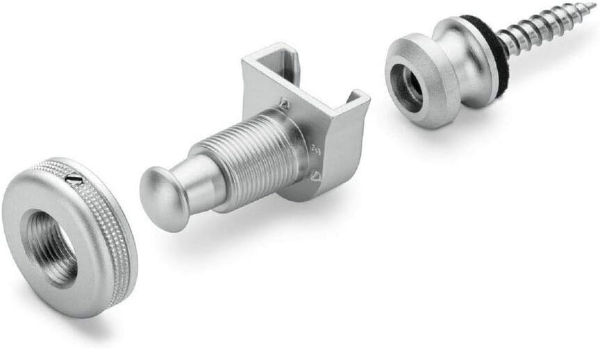 1 Pc of Schaller S-Locks Guitar Strap Security Lock System with Buttons, Satin Chrome