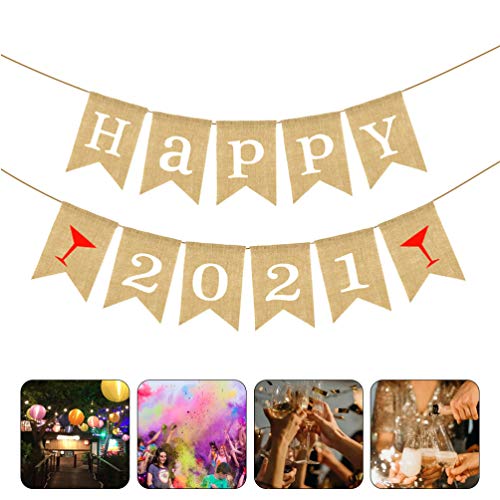 KESYOO Banner de Ano Novo 2021 Papel de Banner de Feliz Ano Novo Guirlanda de Feliz Ano Novo 2021 Su