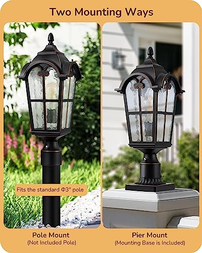 image for EDISHINE Dusk to Dawn Outdoor Post Light, 21.9'' H Large Pole Light Fi