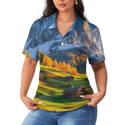 Polo de manga corta para mujer tejido transpirable antihumedad Mountain Cow ajuste cómodo