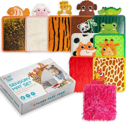 Conjunto de 10 tapetes sensoriais para crianças autistas (texturas reais de animais), almofadas sens