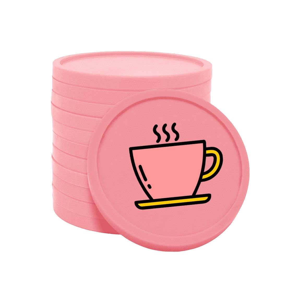 CombiCraft Plastic Tokens with Coffee Cup Print in Pink - 100 Pieces per Pack - 29 mm Diameter - Ideal as Payment Methods for Events โ image 1