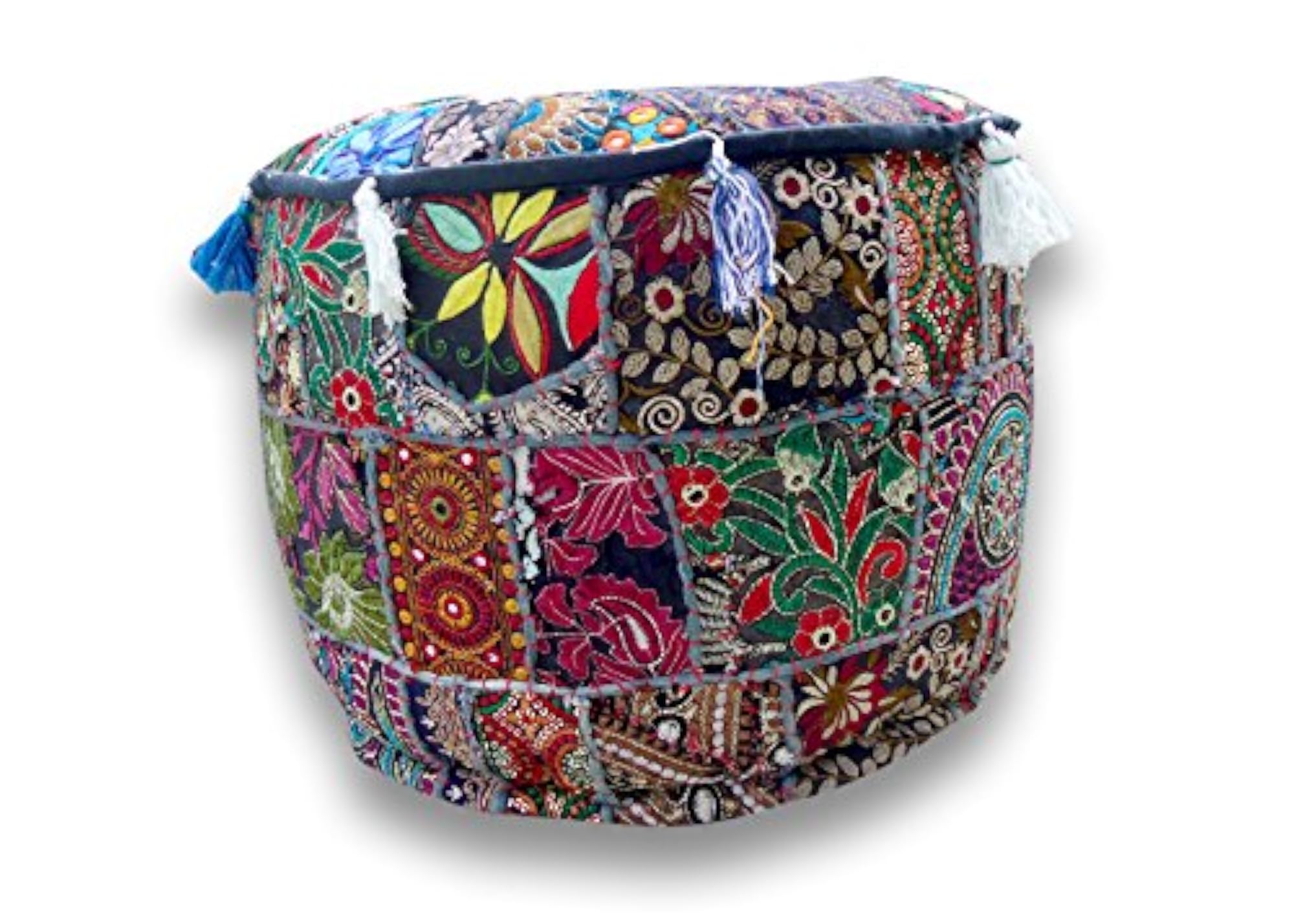 Indian Embroidered Patchwork Decorative Pouf