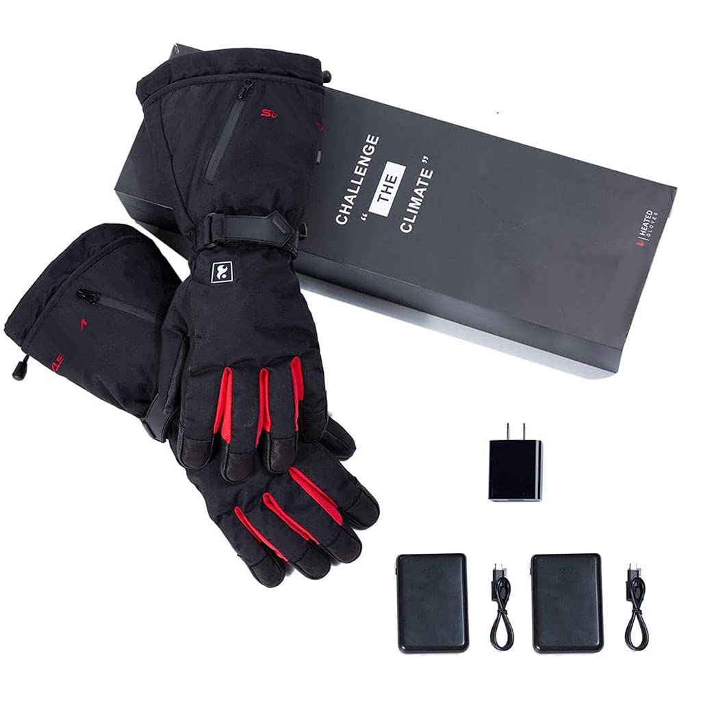 CHEWYNP Guantes calefactables de Piel de Cabra, para Hombres y Mujeres, 3000 MAh, Recargables, eléctricos, para Artritis, Calentadores de Manos, Guantes de esquí calefactables, Mitones, ni