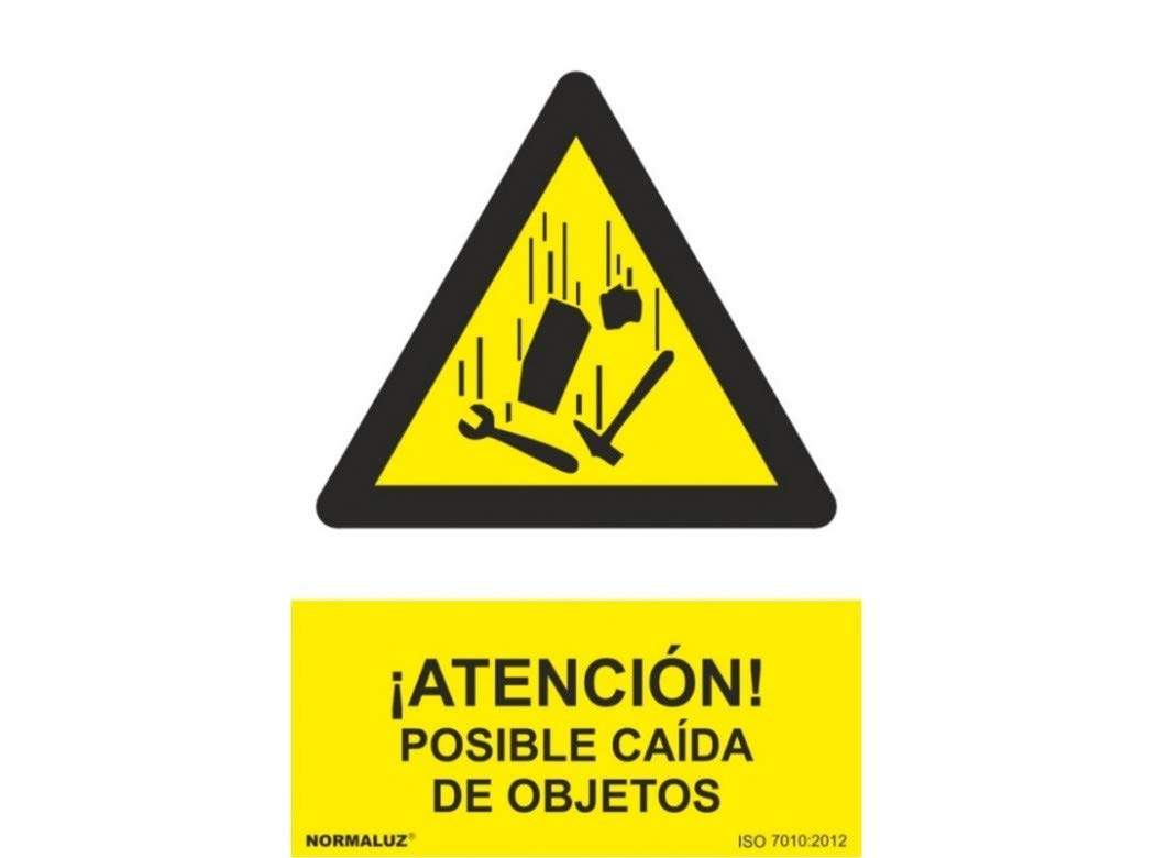 Normaluz RD30009 - Señal ¡Atención! Posible Caida De Objetos PVC Glasspack 0,​7 mm 21x30 cm