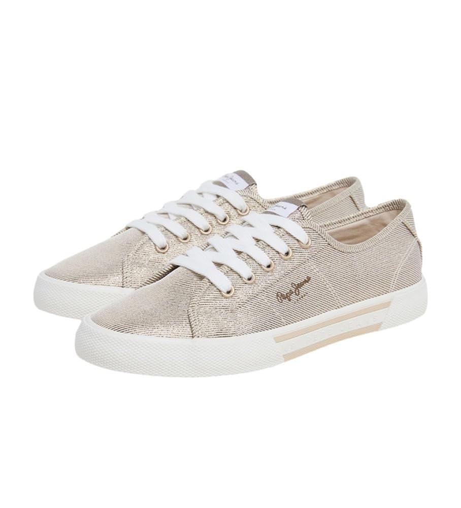 Pepe Jeans Sneakers Beige in Tela con Logo Brady