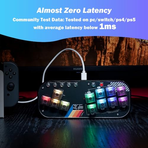 Image of BITFUNX Flatbox Gaming Keypad, Arcade Stick All-Button Leverless Controller - Supports SOCD & Hot Swap, Arcade Controller Street Fight for PC /PS3 /PS4 /Switch /Steam with Custom RGB & TURBO (MINI-002)