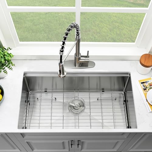 30 Inch Undermount Kitchen Sink-Bokaiya 30x19 Inch Stainless Steel Kitchen Sink Undermount Ledge Workstation 16 Gauge Round Corners Under Counter Single Bowl Kitchen Sinks with Cutting Board by Bokaiya - Used condition - Image 2