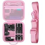 RAIALL Camera Case for Sony Alpha a6000/a6100/a6400/a6700/ Sony Alpha 7 II III IV/7R V Mirrorless Digital Camera and Lens, Vlogging Camera Hard Travel Bag with a Shoulder Strap and 3 Dividers, Pink