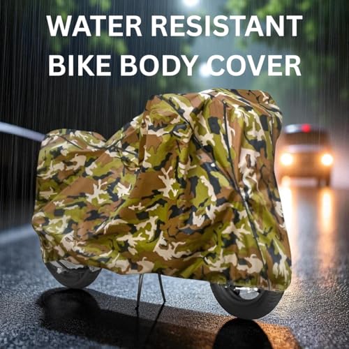 Image of Waterproof Bike Cover Compatible with TVS Apache RTR 180 All Weather, UV Heat Resistant, Dustproof, Triple Stitched, Windproof Elastic Bottom