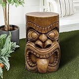 SKYFIRE Outdoor Decorative Sculpture - The Grande Tiki God Kanaloa Teeth Indoor Ornamental Outdoor Table Statues for Garden, Patio, Backyard, Lawn, House, Office Decor -19.6"H Concrete Stool End Table