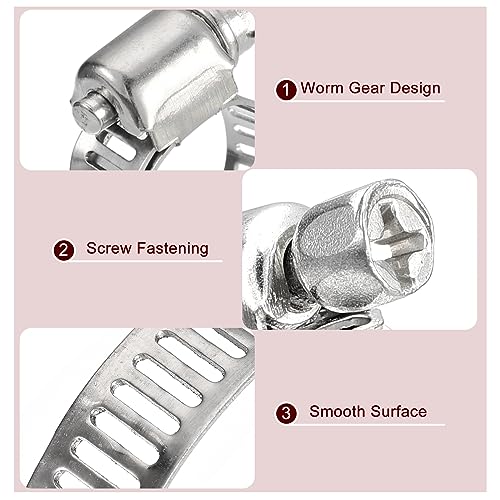 uxcell Worm Gear Hose Clamp, 24pcs 3/4" - 1 1/8" Adjustable Stainless Steel Hose Clamps Duct Clamp for Securing Hose, Pipe, Plumbing, Tube and Fuel Line by uxcell - Image 4