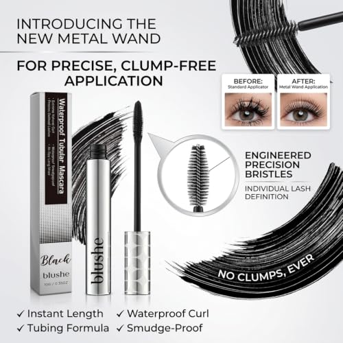 Image of Blushe Lash Serum Mascara,Blushe Growth Serum Mascara (2PCS) | New Metal Wand Mascara,Volume & Length Without Clumping for Dramatic Moments, Daily Lash Care Routine, Easy Everyday Use