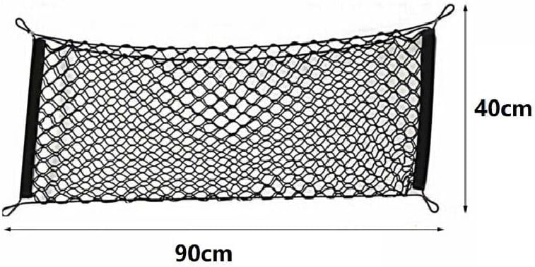 Trintion Car Cargo Net Adjustable Nylon Rear Trunk Storage Organizer Mesh Net 110 X 38cm Elastic Nylon Car Luggage Net with 4 Hooks for SUV Jeep Truck Black