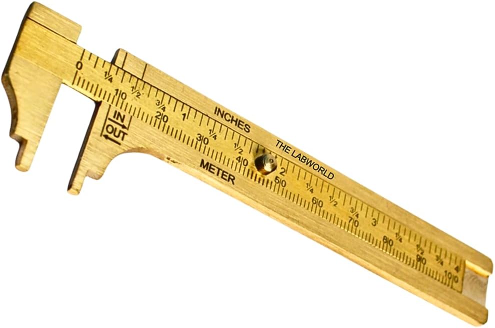 Labworld Mini Pocket Brass Vernier caliper slide caliper 10 cm or 4 inches for measurement of round objects,jewelry used in industrial,home or general use