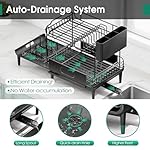Dish Drying Rack for Kitchen Counter, Expandable 2 Tier Dish Rack, Large Capacity Dish Drainer with Drainboard Multifunctional Dish Strainer with Removable Cutlery Holder Black - Image 5