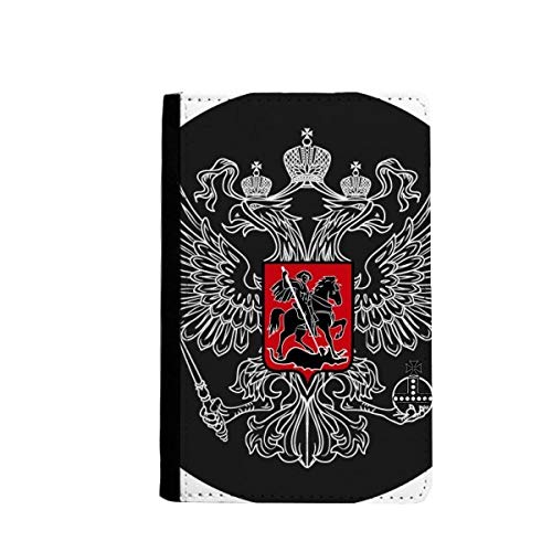 Portefeuille de voyage avec emblème national russe en cuir noir pour documents
