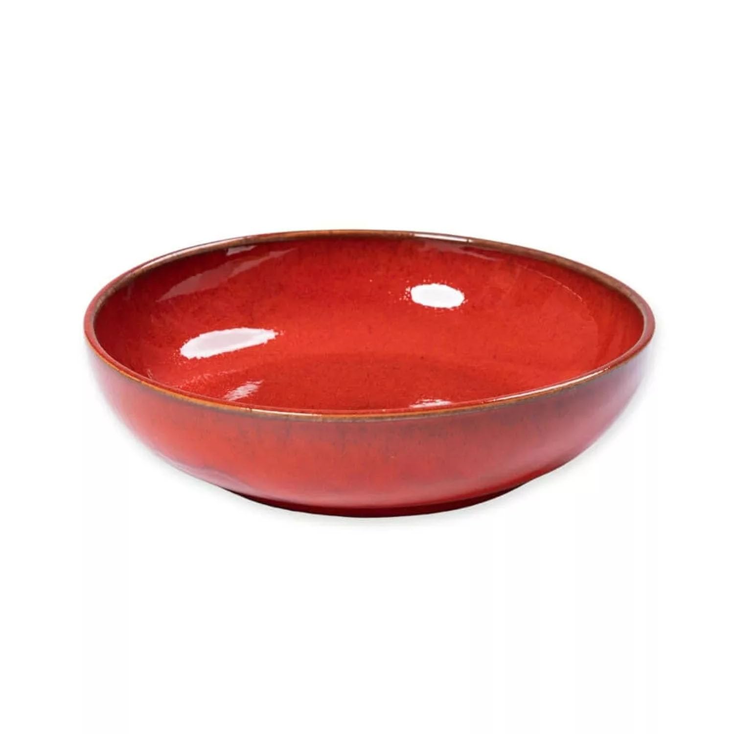 Verano Spanish Ceramics Selena Glaze Hand Dipped Medium & Large Bowls - Home Décor Kitchen Dining Room Café Restaurant Table Fruit Salad Serving Dishware - Red 22cm