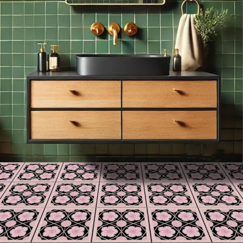 Image of Moroccan Tile Stickers | Waterproof Self Adhesive Peel & Stick Tile Decals for Kitchen Backsplash, Bathroom Wall, Floor, Furniture & Glass (8x8 Inch, Design 52)