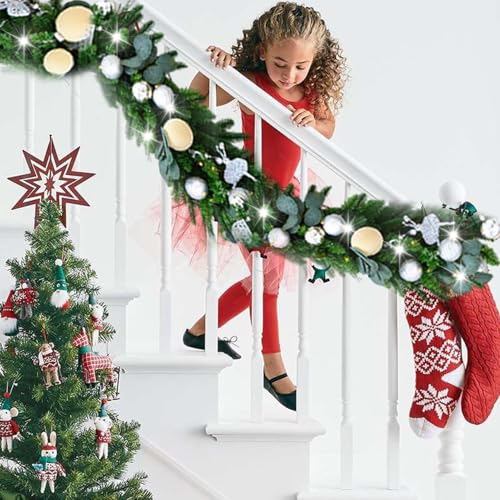 Guirlande rustique à LED 180cm pour cheminée : décoration lumineuse de Noël