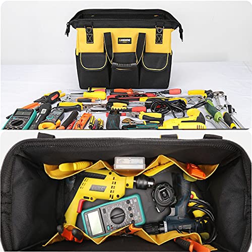 Iblue 13-Inch Wide Mouth Tool Bag With Water Proof Molded Base,Tool Storage Bag, Zip-Top Wide Mouth Tool Tote Bag,Waterproof Tool Organizer Bag For Men With Adjustable Shoulder Strap#T307 (Bd-13 In) #TOP2