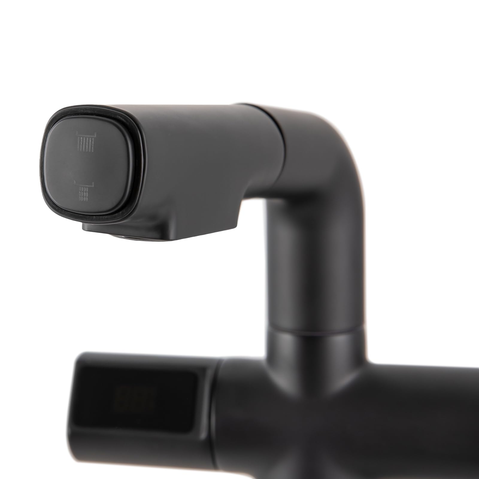 Grifo extensible para fregadero de cocina con indicador digital de temperatura, giratorio de 360 grados, extensible y con alcachofa extraíble (negro)