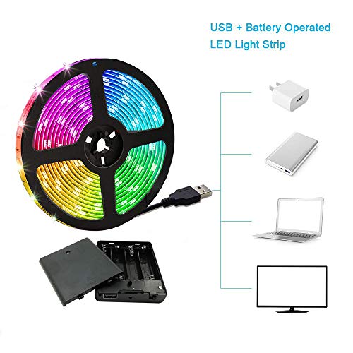 Tira de luces LED RGB a pilas 20 pies con control remoto miniatura 4